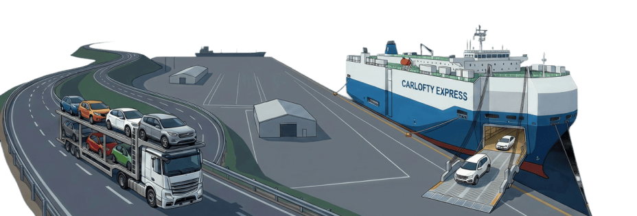 Carlofty Express - Car carrier truck and cargo ship